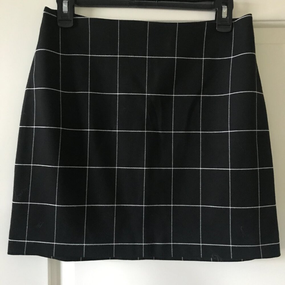 H&M Black Grid Checkered Mini Pencil Skirt